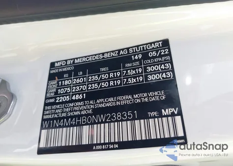 2022 Mercedes-Benz Glb 250 4Matic из США, поврежденный, VIN W1N4M4HB0NW238351